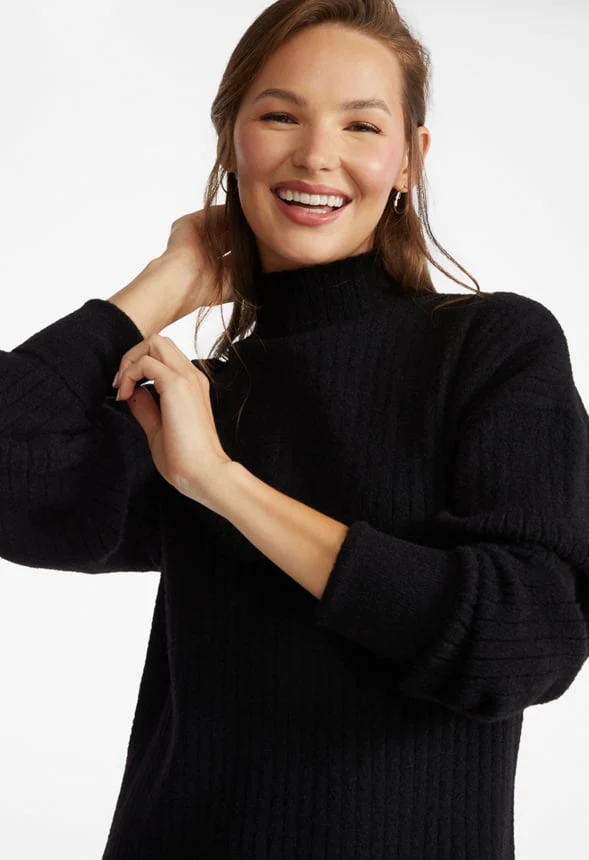 Mock Neck Sweater Mini Dress - Image 4