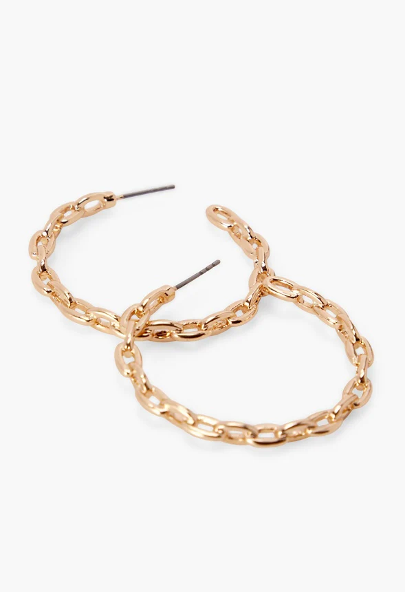 Molded Oval Chain Earrings - Image 2