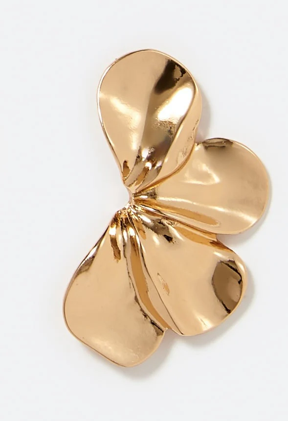 Mya Modern Layered Petals Half Flower Stud Earrings - Image 2