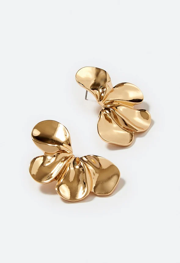 Mya Modern Layered Petals Half Flower Stud Earrings - Image 3