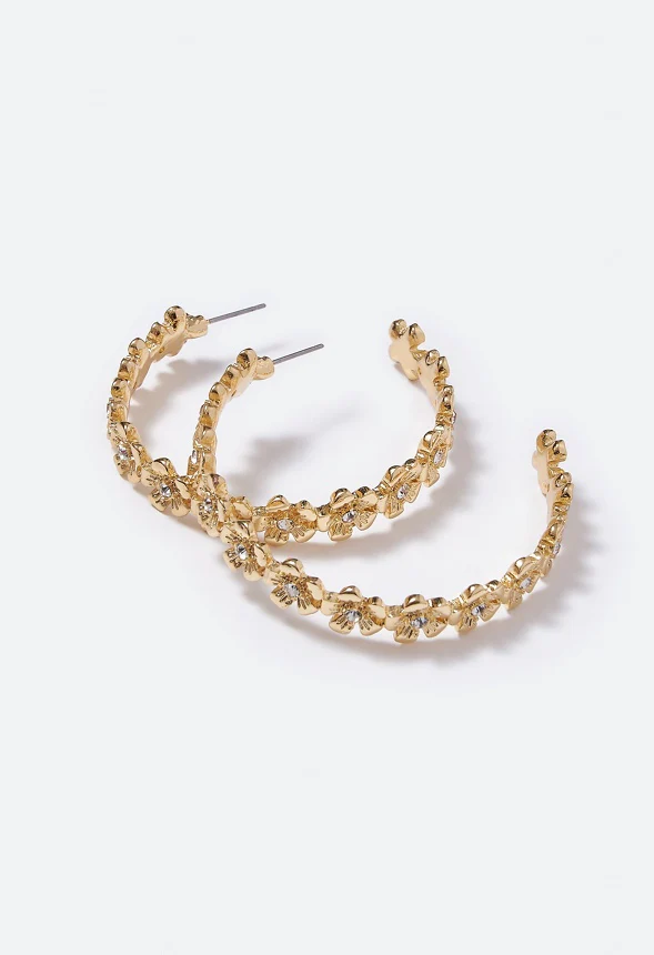 Myla 3D Flower Hoop Earrings - Image 2