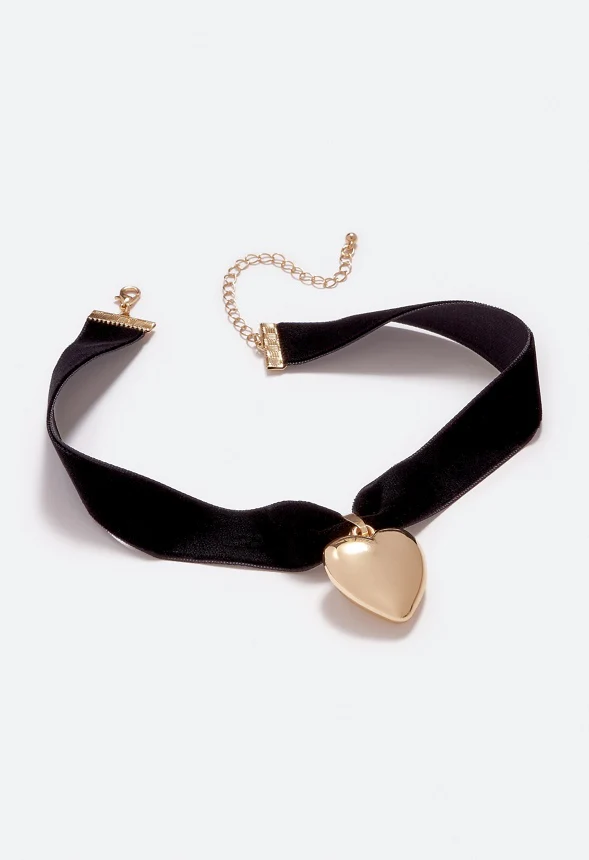 Myra Velvet Choker With Smooth Heart - Image 2