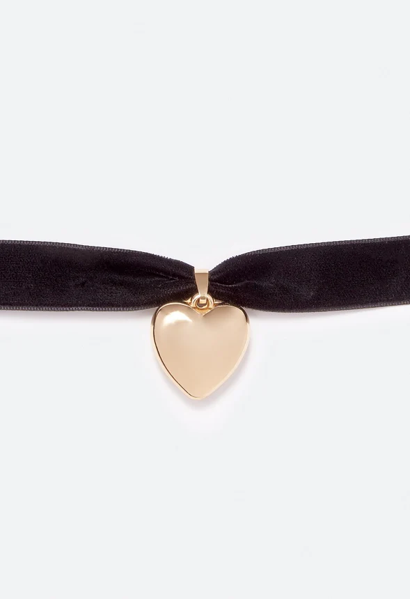 Myra Velvet Choker With Smooth Heart - Image 3