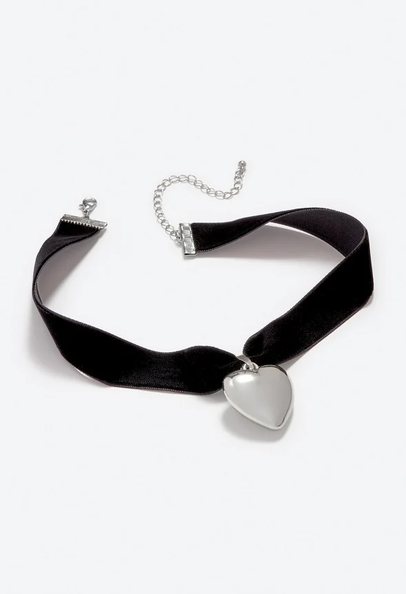 Myra Velvet Choker With Smooth Heart - Image 2