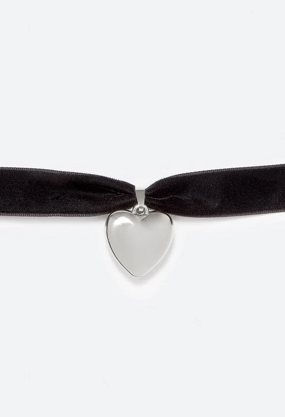 Myra Velvet Choker With Smooth Heart - Image 3