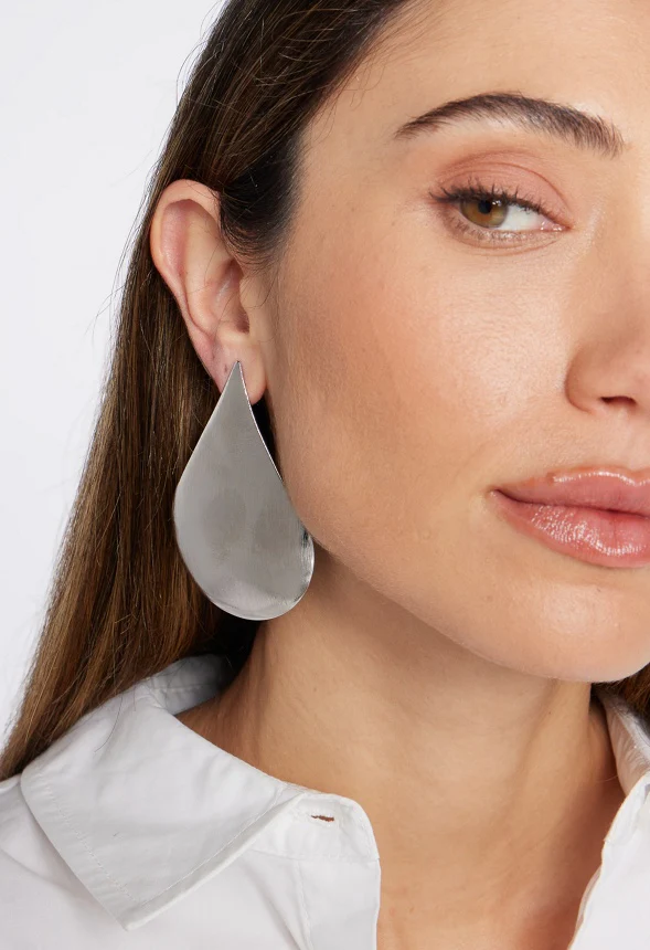 Nala Bold Lightweight Domed Teardrop Stud Earrings - Image 2