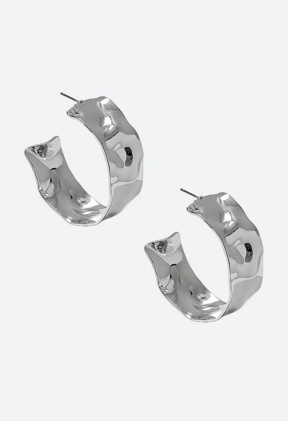 Naya Hammered Metal Hoop Earrings