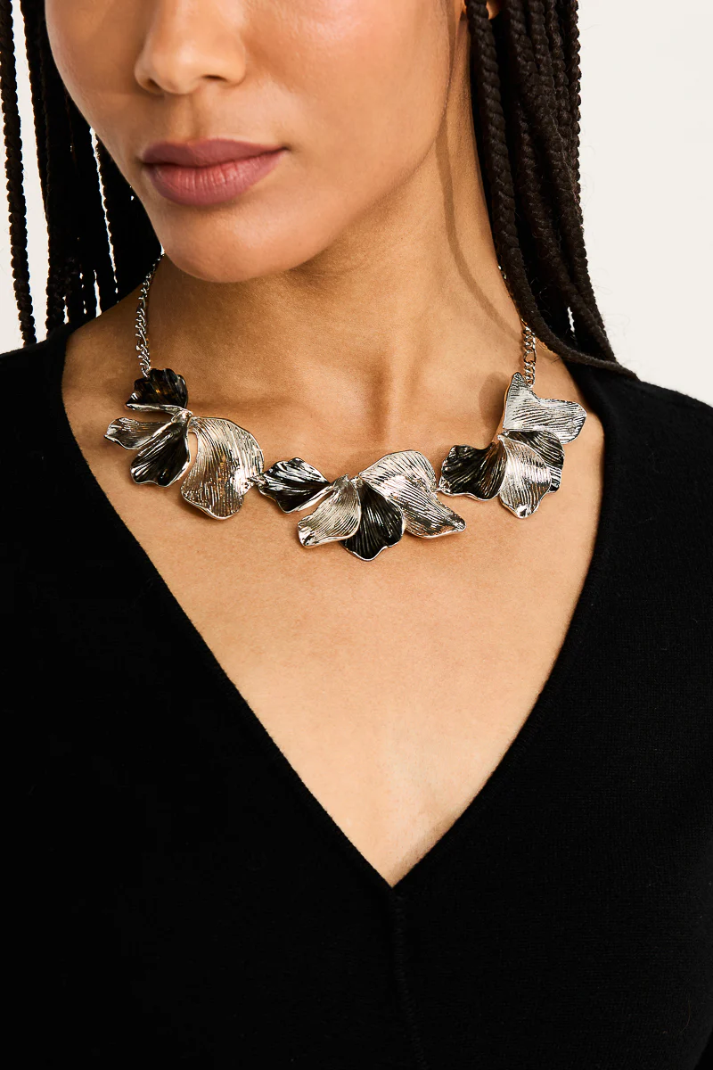 Naya Sculptured Linked Petals Collar Necklace - Image 2