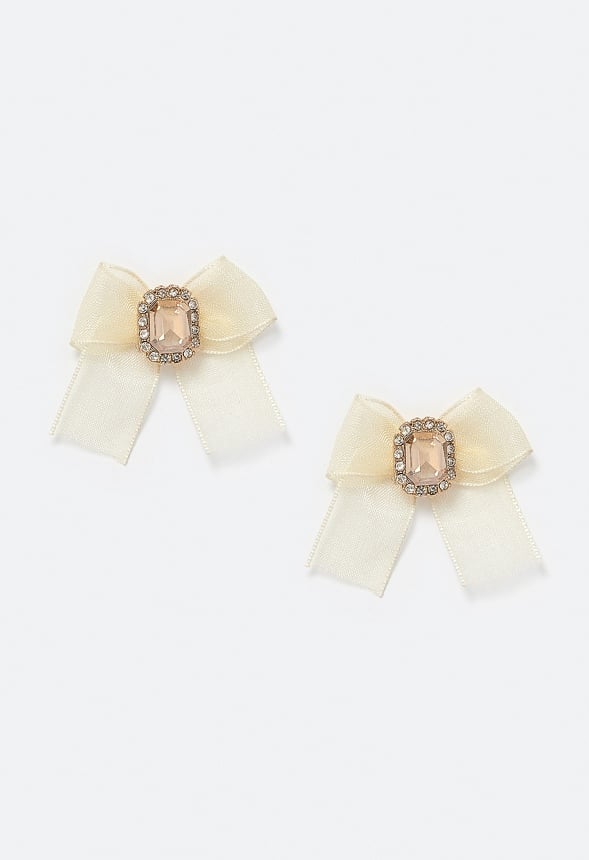 Nia Glass Stones and Bow Studs Earrings - Image 3