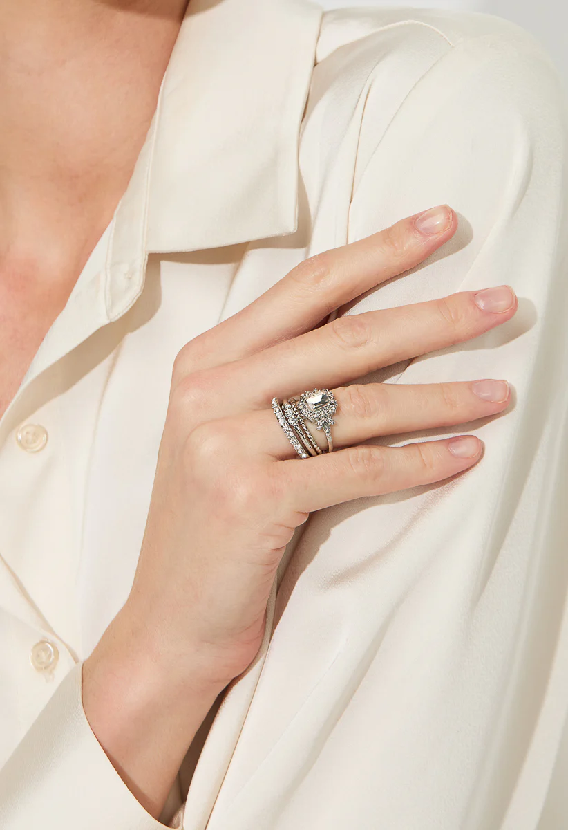 Noeme Ornate Glass Stone Ring Stack - Image 2