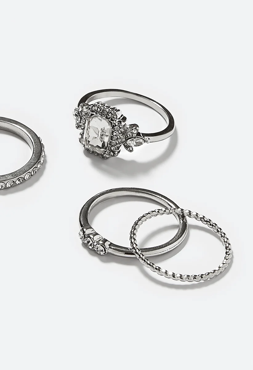 Noeme Ornate Glass Stone Ring Stack - Image 3