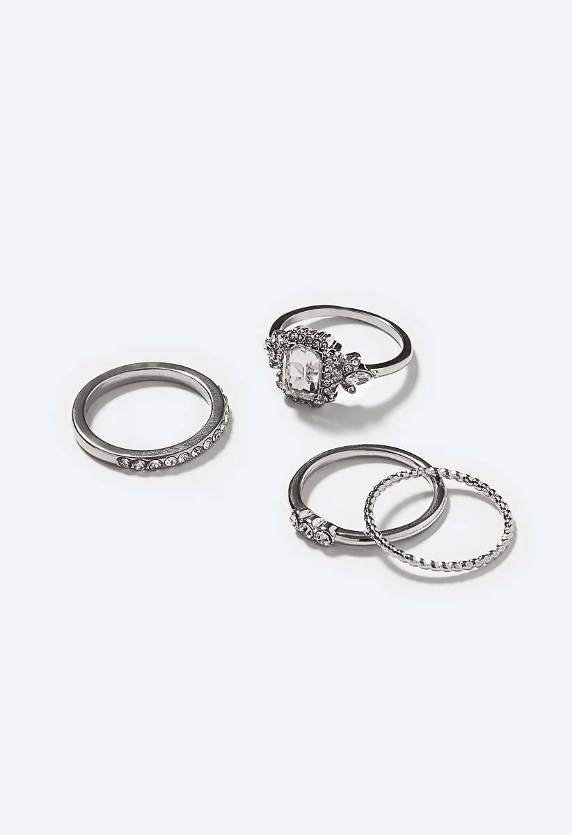 Noeme Ornate Glass Stone Ring Stack - Image 4