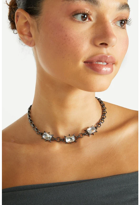 Nora Glass Stones And Chain Necklace