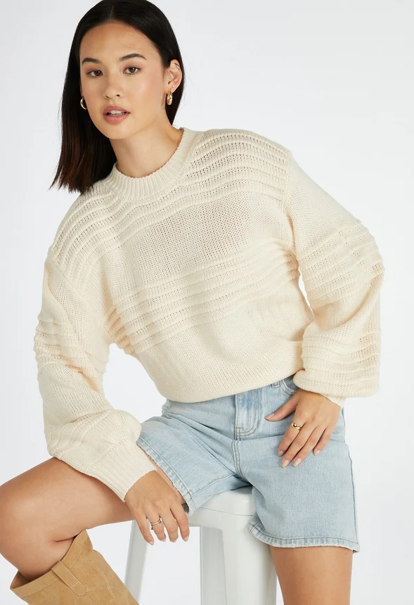 Novelty Blouson Sleeve Sweater - Image 3