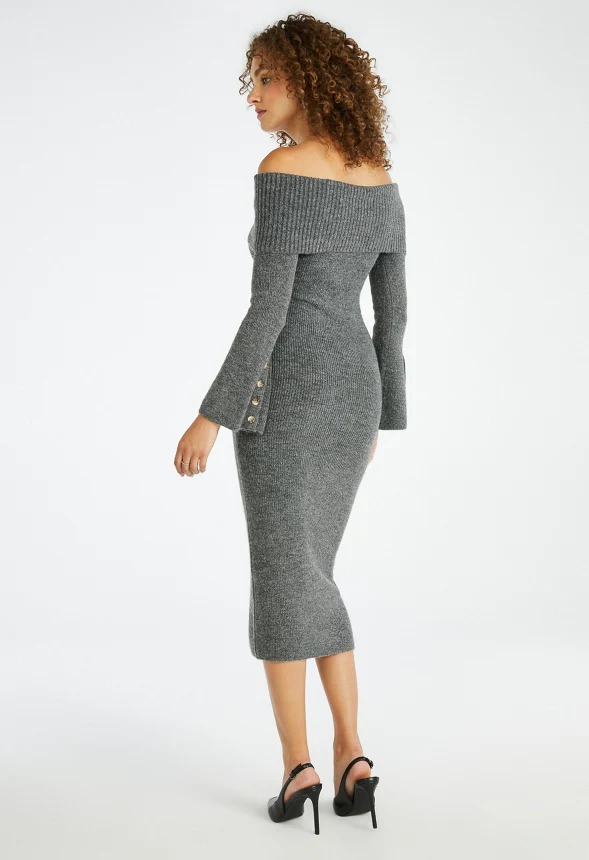 Off Shoulder Cozy Sweater Dress - Image 2