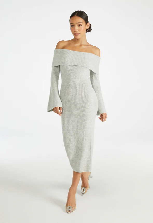 Off Shoulder Cozy Sweater Dress
