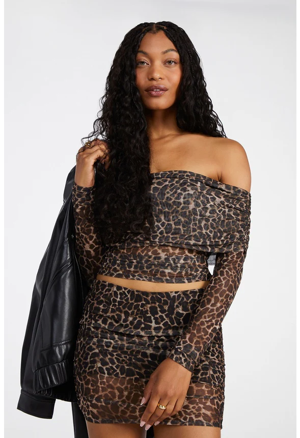 Mesh Off Shoulder Long Sleeve Top - Image 9