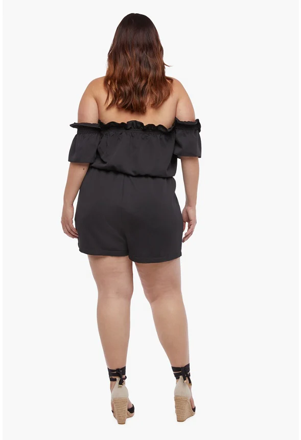 Plus Size Off Shoulder Romper - Image 2