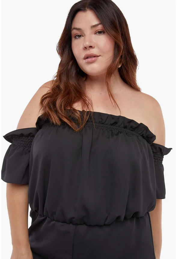 Plus Size Off Shoulder Romper - Image 3