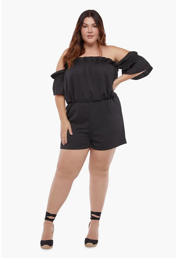 Plus Size Off Shoulder Romper - Image 4