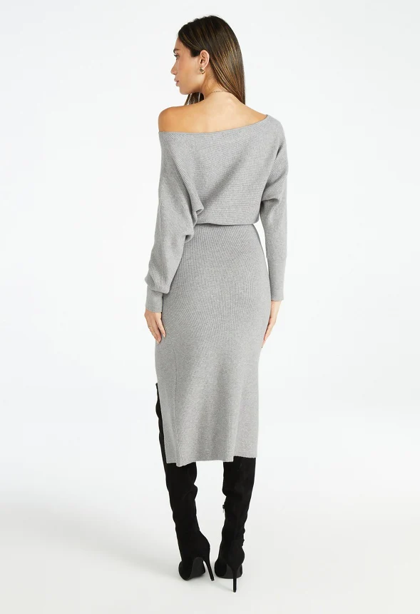Off Shoulder Sweater Midi Dress - Image 2
