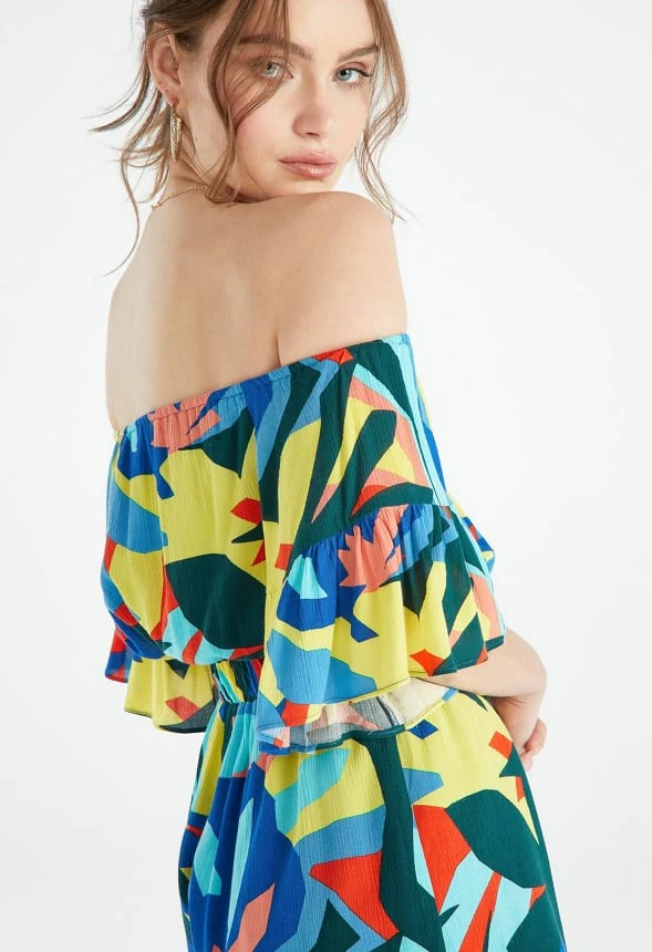 Off the Shoulder Chiffon Romper - Image 2