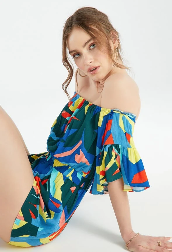 Off the Shoulder Chiffon Romper - Image 3