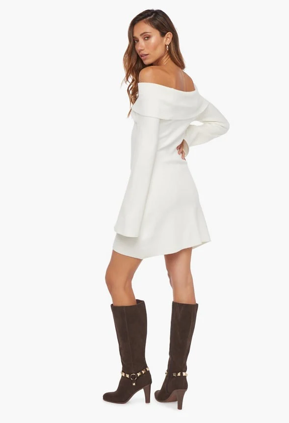 Off The Shoulder Mini Sweater Dress - Image 3