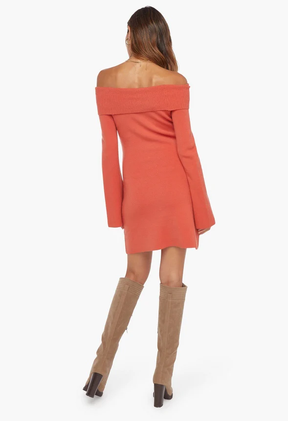 Off The Shoulder Mini Sweater Dress - Image 3