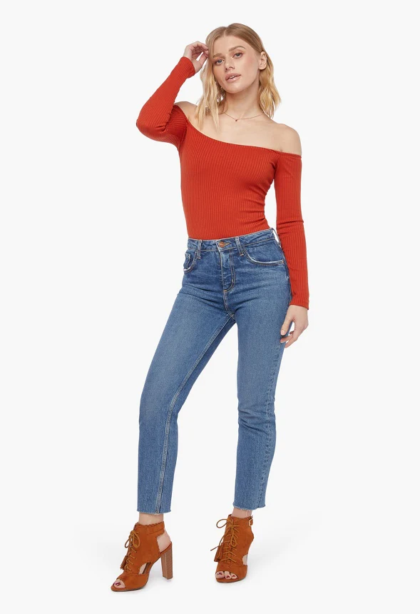 Off The Shoulder Rib Bodysuit - Image 3
