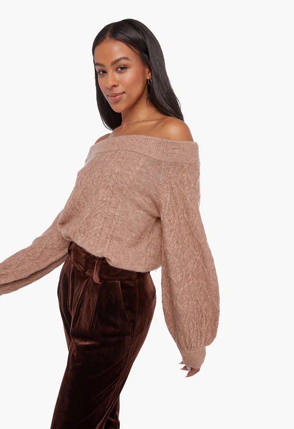 Off The Shoulder Tunic Sweater - Image 4