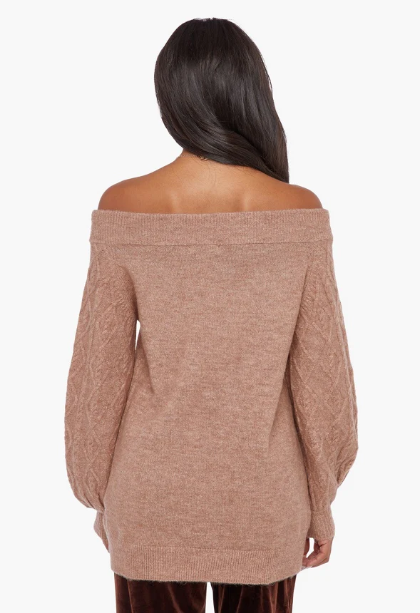 Off The Shoulder Tunic Sweater - Image 5