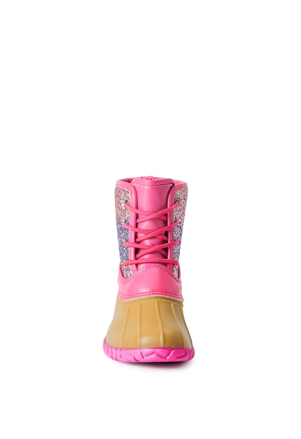 Ombre Glitter Lace Up Duck Boot - Image 4