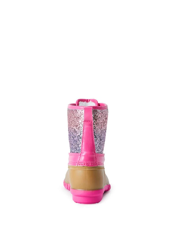 Ombre Glitter Lace Up Duck Boot - Image 5