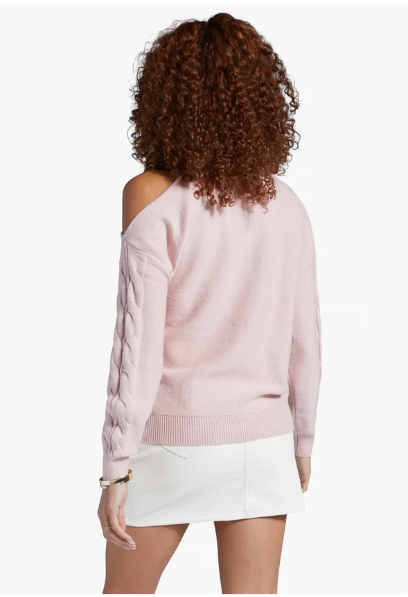 One Shoulder Cable Sweater - Image 2