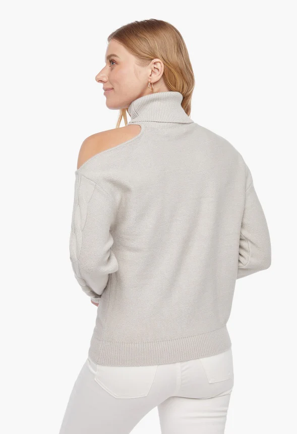 One Shoulder Cable Sweater - Image 2
