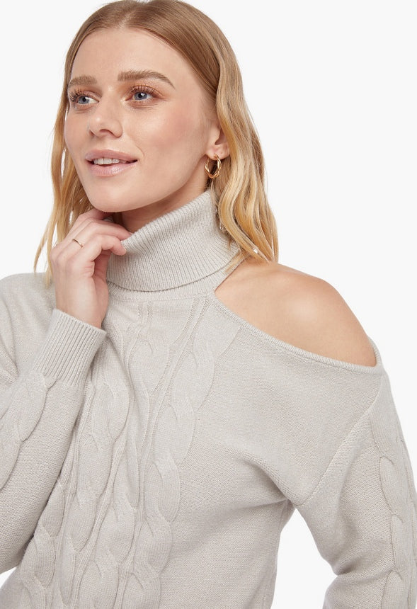 One Shoulder Cable Sweater - Image 4