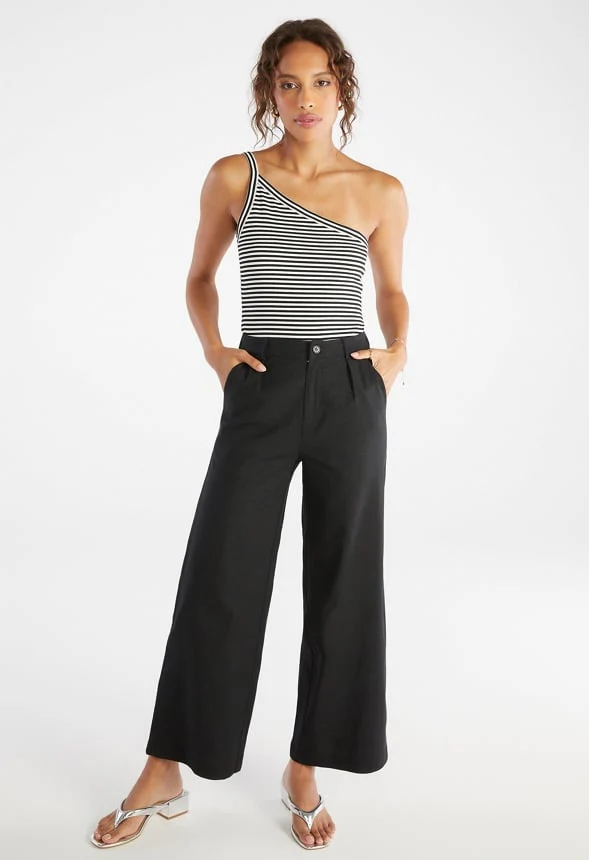 One Shoulder Stripe Rib Top - Image 6