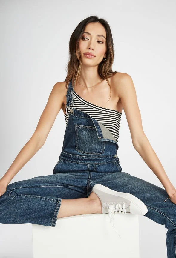 One Shoulder Stripe Rib Top - Image 7