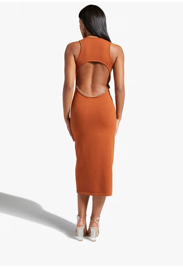 Open Back Sweater Midi Dress - Image 2