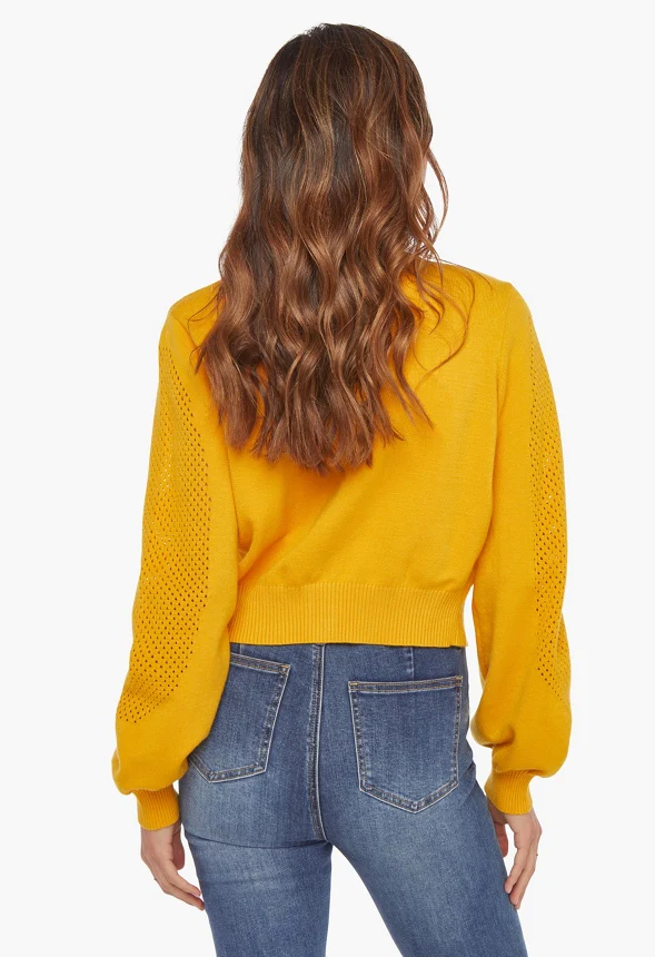 Open Stitch Short Cardigan - Image 2