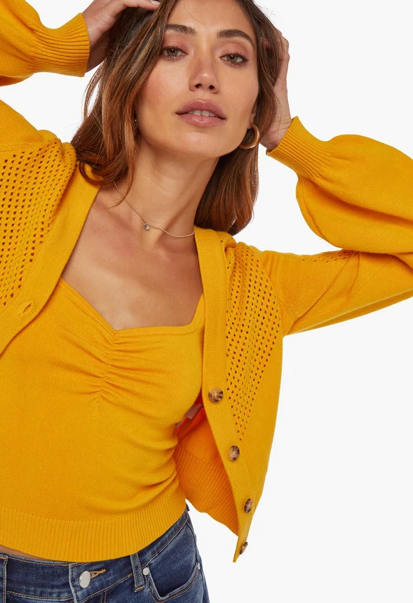 Open Stitch Short Cardigan - Image 4