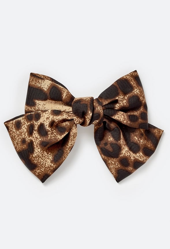 Orla Animal Print Satin Bow On Barette Hair Clip - Image 2