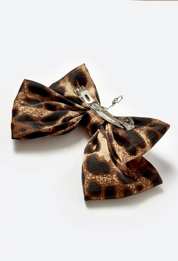 Orla Animal Print Satin Bow On Barette Hair Clip - Image 3