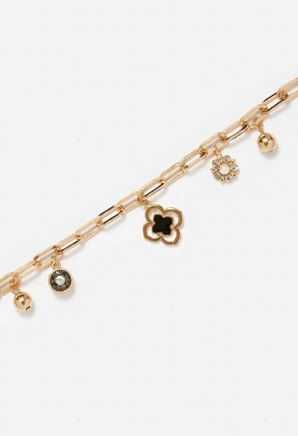 Orla Link Chain Bracelet With Enamel Clover Drop - Image 3