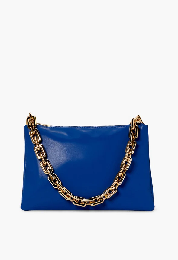 Oval Chain Zippered Pouch Shoulder Bag - Image 3