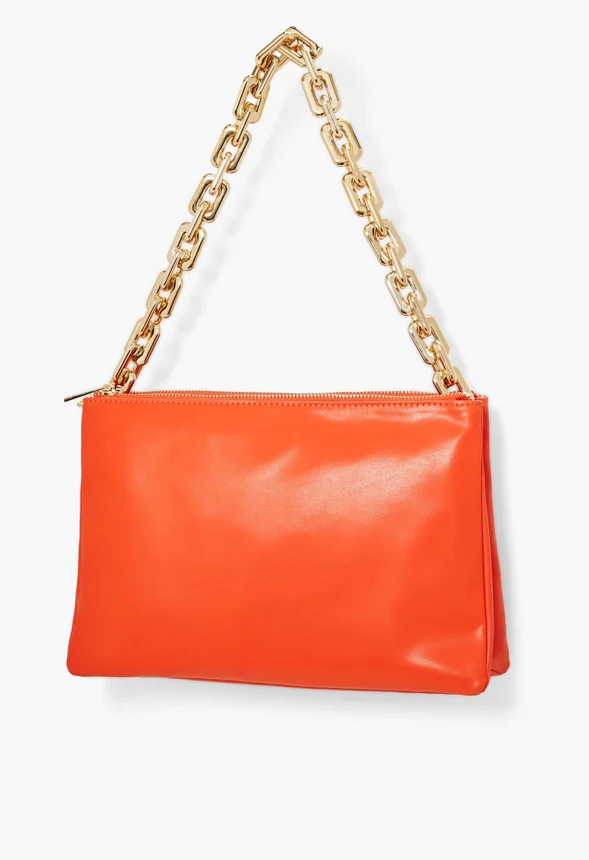 Oval Chain Zippered Pouch Shoulder Bag - Image 4