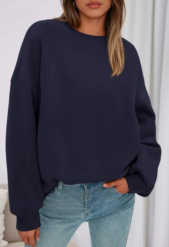 Oversized Crewneck Pullover Sweater - Image 2