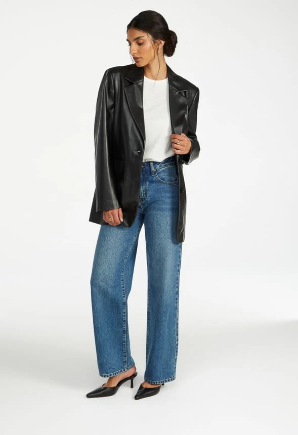 Oversized Faux Leather Blazer - Image 5