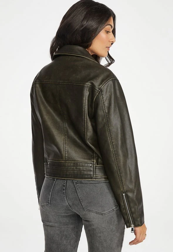 Oversized Faux Leather Moto - Image 2